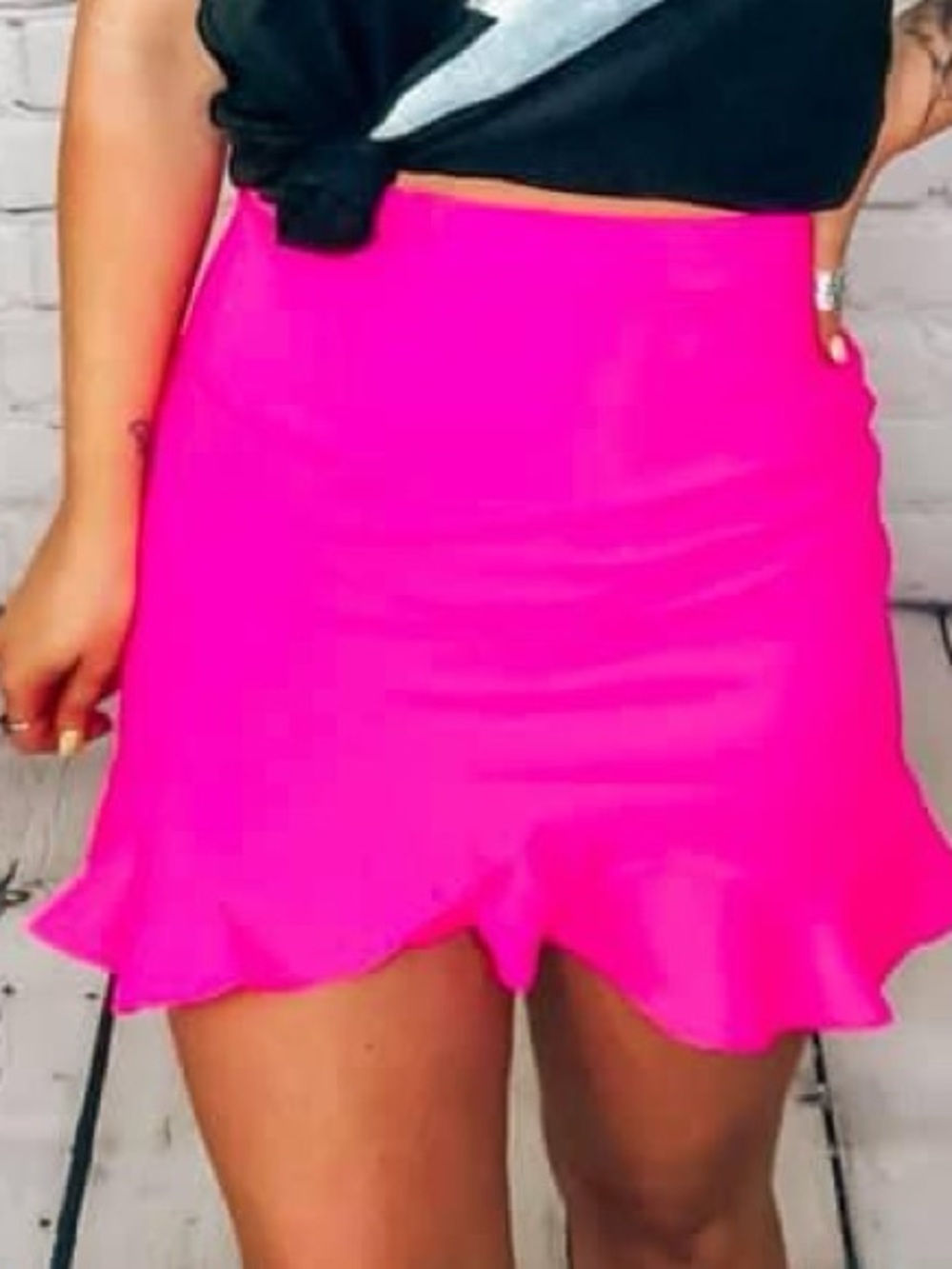 Women’s Hot Pink Ruffle Mini Skirt